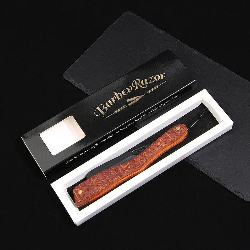 Shaving Straight Razor with Natural Ebony Wood Handle